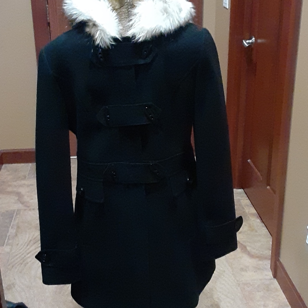 Esprit Wool Dress Coat Women's Sz L Hooded